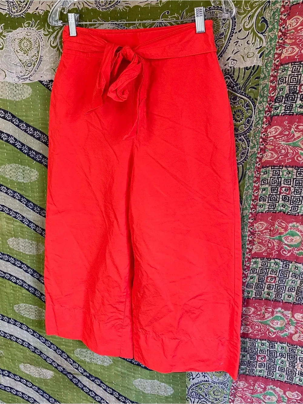 Kate Spade Cherry Pepper Slub Linen/ Cotton Colotte Scenic Route Pants Size 2